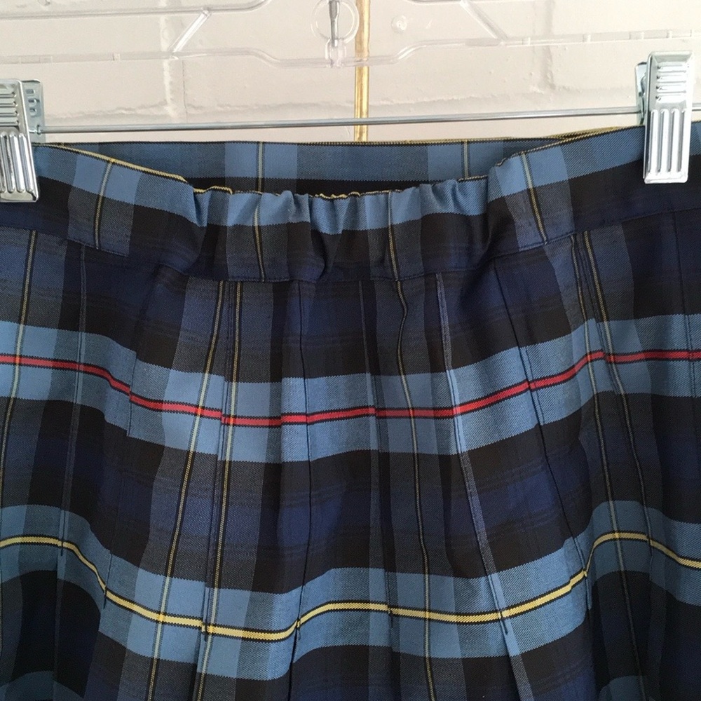 Girls Size 16 Classic Blue Pleated Plaid School Uniform Skirt - Picture 3 of 7